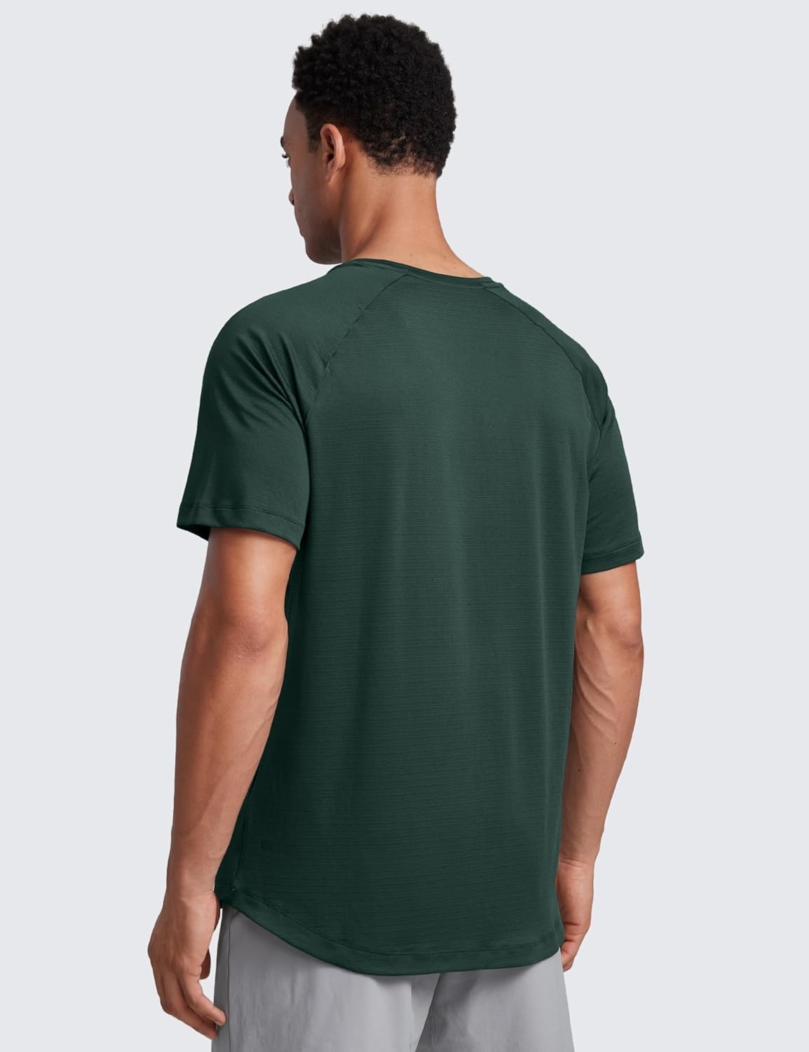 image:imageCRZ YOGA Lightweight Workout Shirts for Men Texture Crewneck Running Athletic TShirts Short Sleeve Gym TopsLegend Green