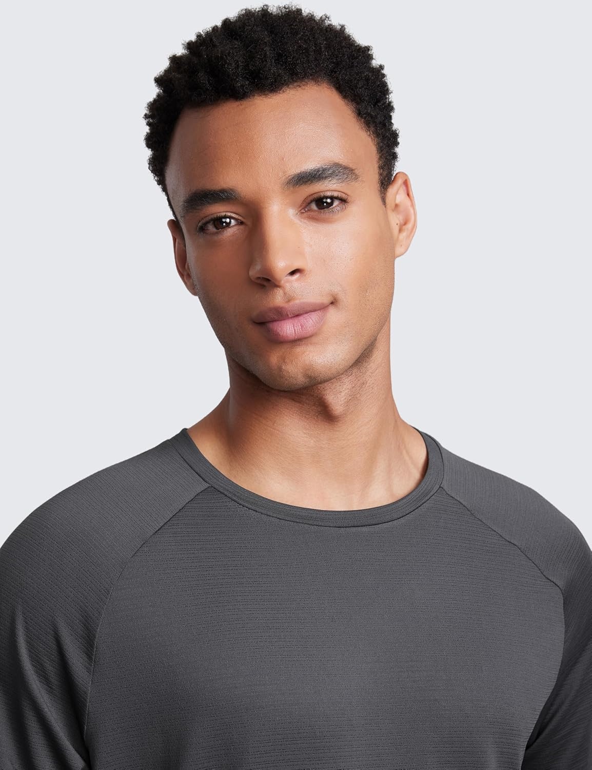 image:imageCRZ YOGA Lightweight Workout Shirts for Men Texture Crewneck Running Athletic TShirts Short Sleeve Gym TopsMysterious Grey