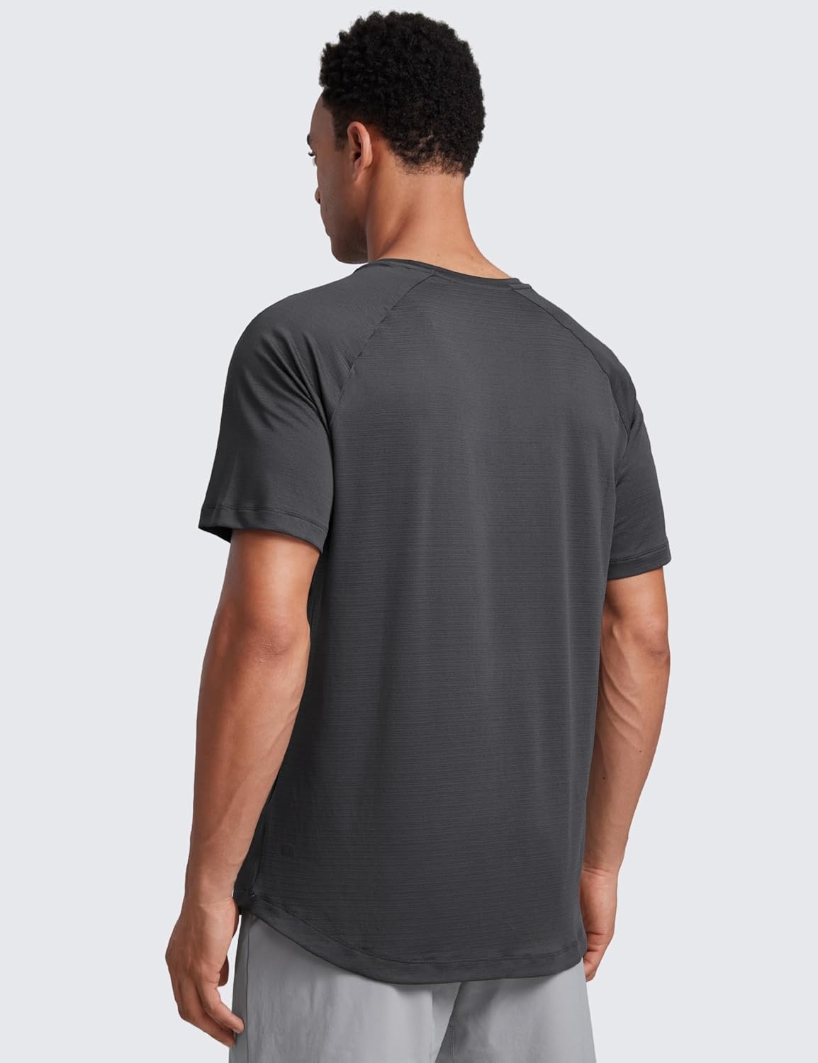 image:imageCRZ YOGA Lightweight Workout Shirts for Men Texture Crewneck Running Athletic TShirts Short Sleeve Gym TopsMysterious Grey