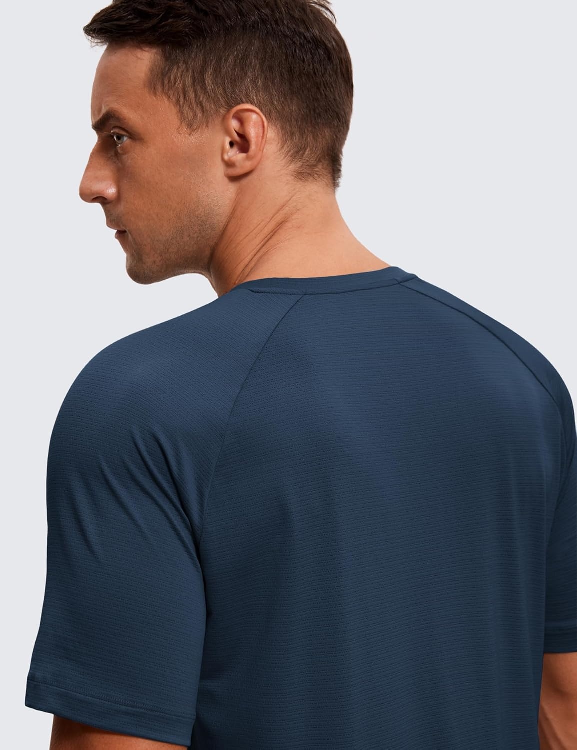 image:imageCRZ YOGA Lightweight Workout Shirts for Men Texture Crewneck Running Athletic TShirts Short Sleeve Gym TopsNautical Navy Blue