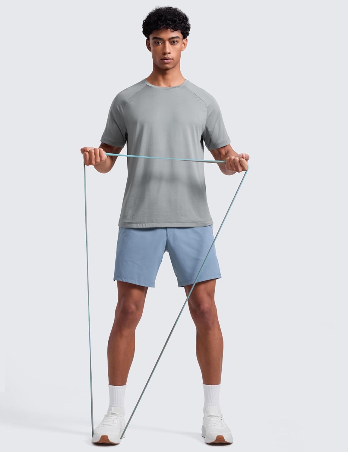 image:imageCRZ YOGA Lightweight Workout Shirts for Men Texture Crewneck Running Athletic TShirts Short Sleeve Gym TopsSilver Gray