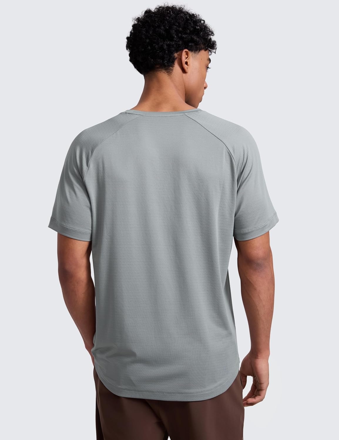 image:imageCRZ YOGA Lightweight Workout Shirts for Men Texture Crewneck Running Athletic TShirts Short Sleeve Gym TopsSilver Gray