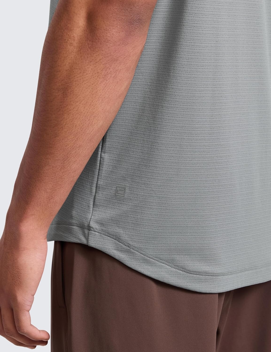 image:imageCRZ YOGA Lightweight Workout Shirts for Men Texture Crewneck Running Athletic TShirts Short Sleeve Gym TopsSilver Gray