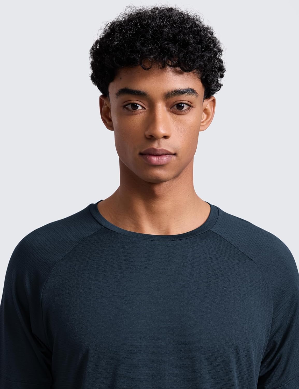 image:imageCRZ YOGA Lightweight Workout Shirts for Men Texture Crewneck Running Athletic TShirts Short Sleeve Gym TopsTrue Navy