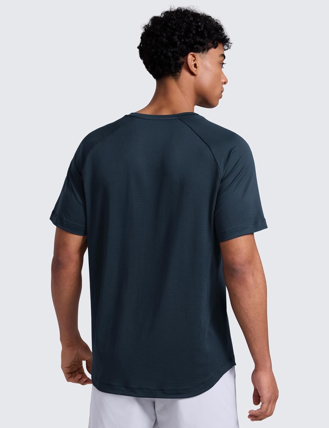image:imageCRZ YOGA Lightweight Workout Shirts for Men Texture Crewneck Running Athletic TShirts Short Sleeve Gym TopsTrue Navy