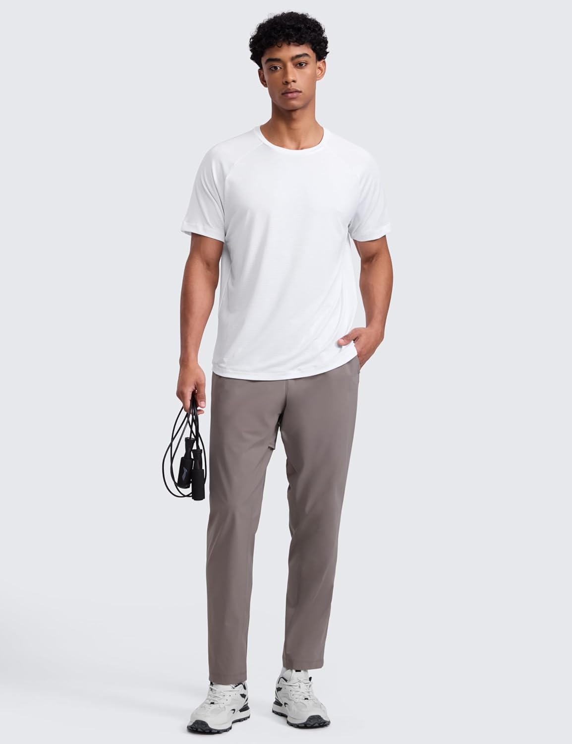 image:imageCRZ YOGA Lightweight Workout Shirts for Men Texture Crewneck Running Athletic TShirts Short Sleeve Gym TopsWhite