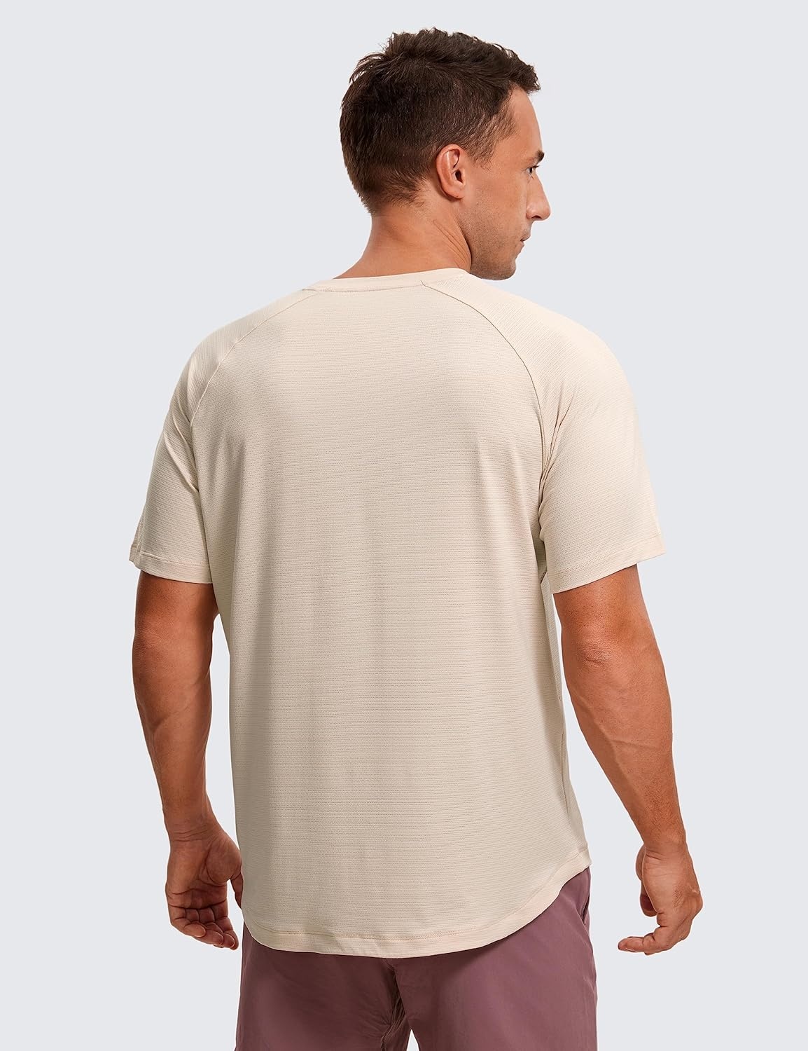 image:imageCRZ YOGA Lightweight Workout Shirts for Men Texture Crewneck Running Athletic TShirts Short Sleeve Gym TopsWhite Opal