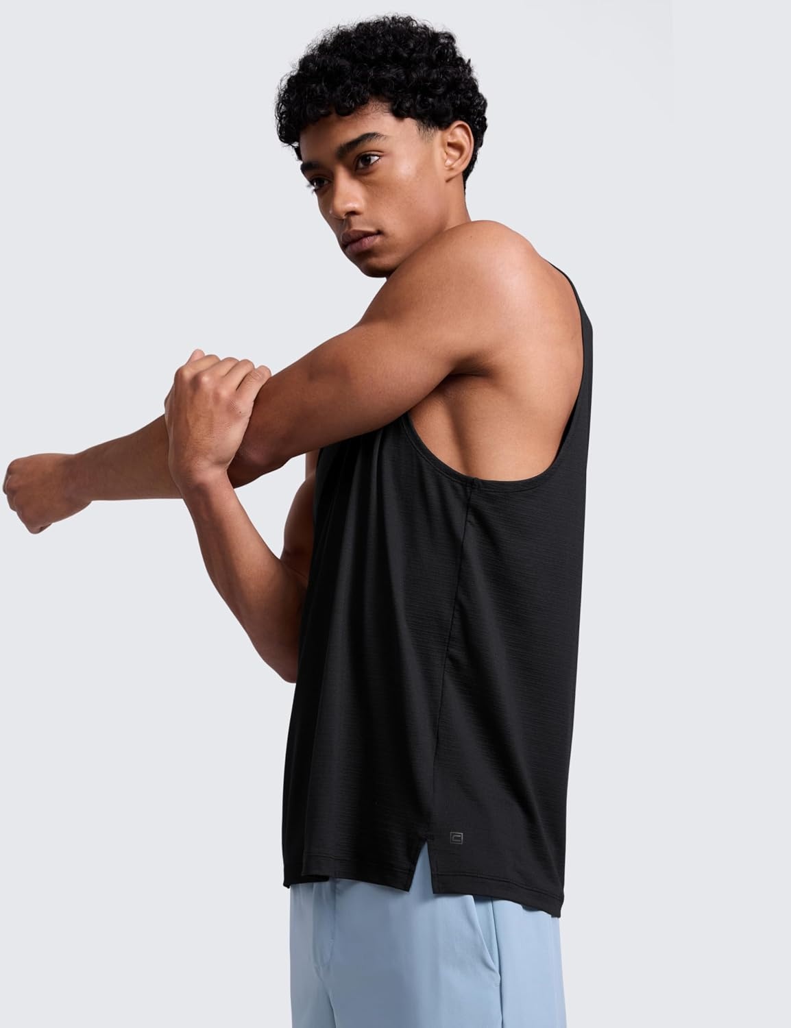 image:imageCRZ YOGA Lightweight Workout Tank Tops for Men Crewneck Quick Dry Texture Muscle Athletic Gym Running Sleeveless ShirtsBlack