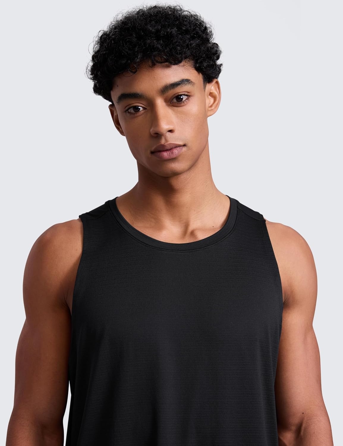 image:imageCRZ YOGA Lightweight Workout Tank Tops for Men Crewneck Quick Dry Texture Muscle Athletic Gym Running Sleeveless ShirtsBlack