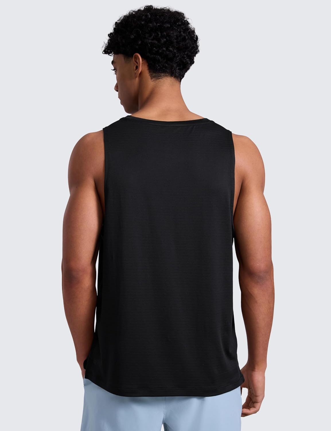image:imageCRZ YOGA Lightweight Workout Tank Tops for Men Crewneck Quick Dry Texture Muscle Athletic Gym Running Sleeveless ShirtsBlack