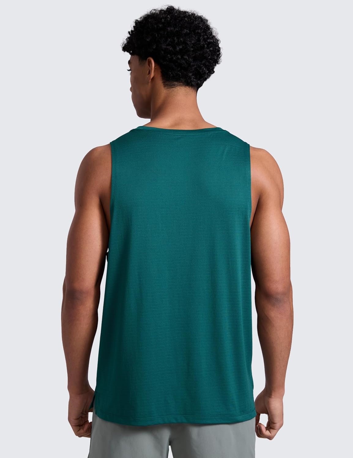 image:imageCRZ YOGA Lightweight Workout Tank Tops for Men Crewneck Quick Dry Texture Muscle Athletic Gym Running Sleeveless ShirtsForest Green