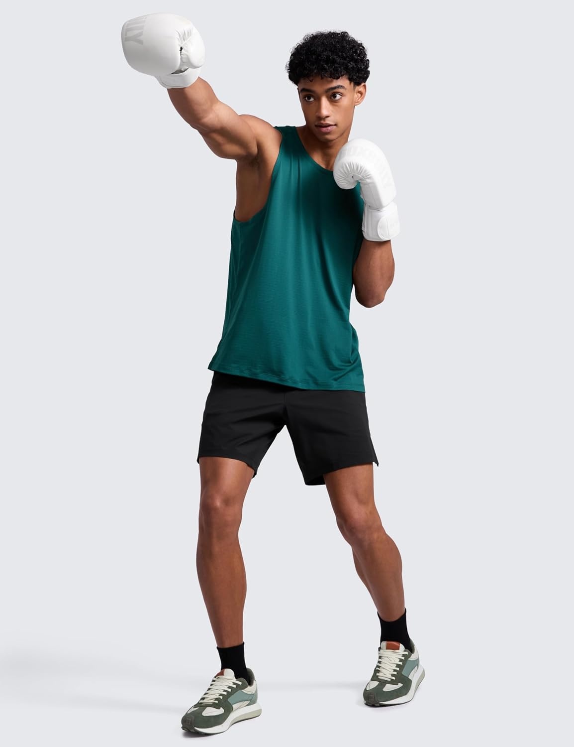 image:imageCRZ YOGA Lightweight Workout Tank Tops for Men Crewneck Quick Dry Texture Muscle Athletic Gym Running Sleeveless ShirtsForest Green