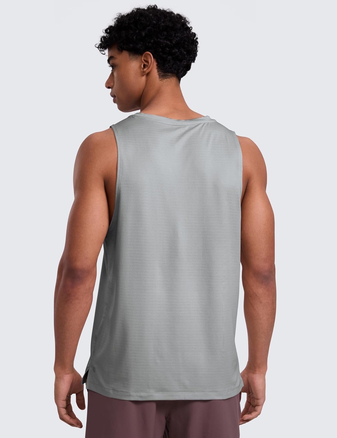 image:imageCRZ YOGA Lightweight Workout Tank Tops for Men Crewneck Quick Dry Texture Muscle Athletic Gym Running Sleeveless ShirtsSilver Gray