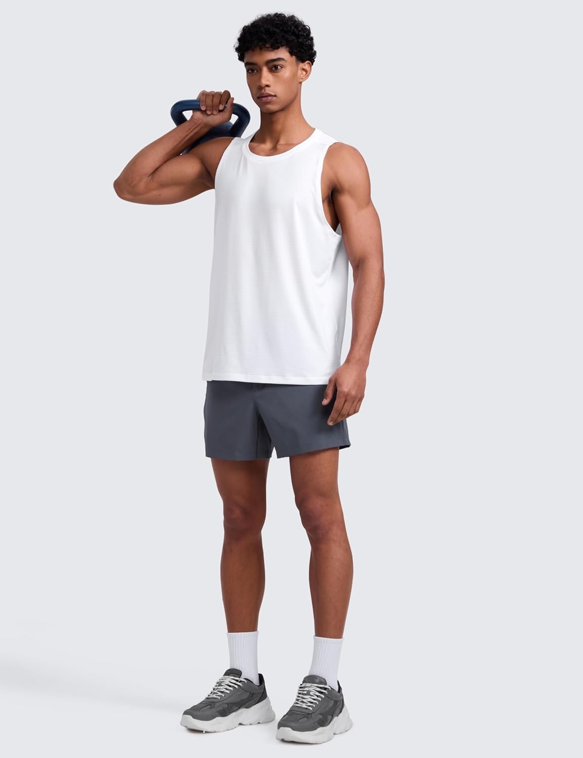 image:imageCRZ YOGA Lightweight Workout Tank Tops for Men Crewneck Quick Dry Texture Muscle Athletic Gym Running Sleeveless ShirtsWhite