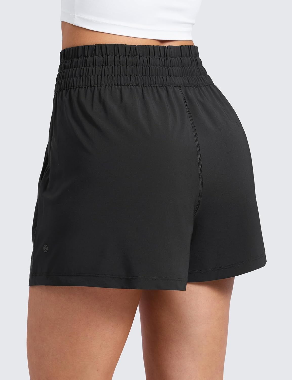 image:imageCRZ YOGA Linerless Relaxed Casual Shorts for Women 3 High Waisted for Lounge Athletic Golf with PocketsBlack