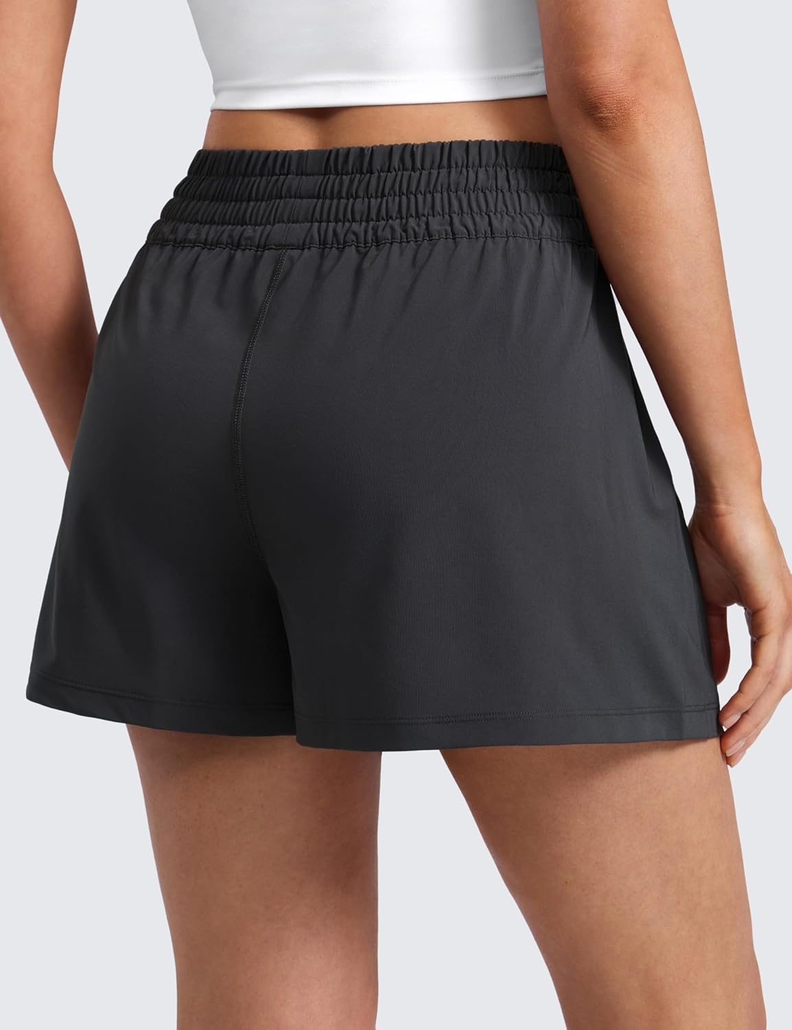 image:imageCRZ YOGA Linerless Relaxed Casual Shorts for Women 3 High Waisted for Lounge Athletic Golf with PocketsGraphite Grey