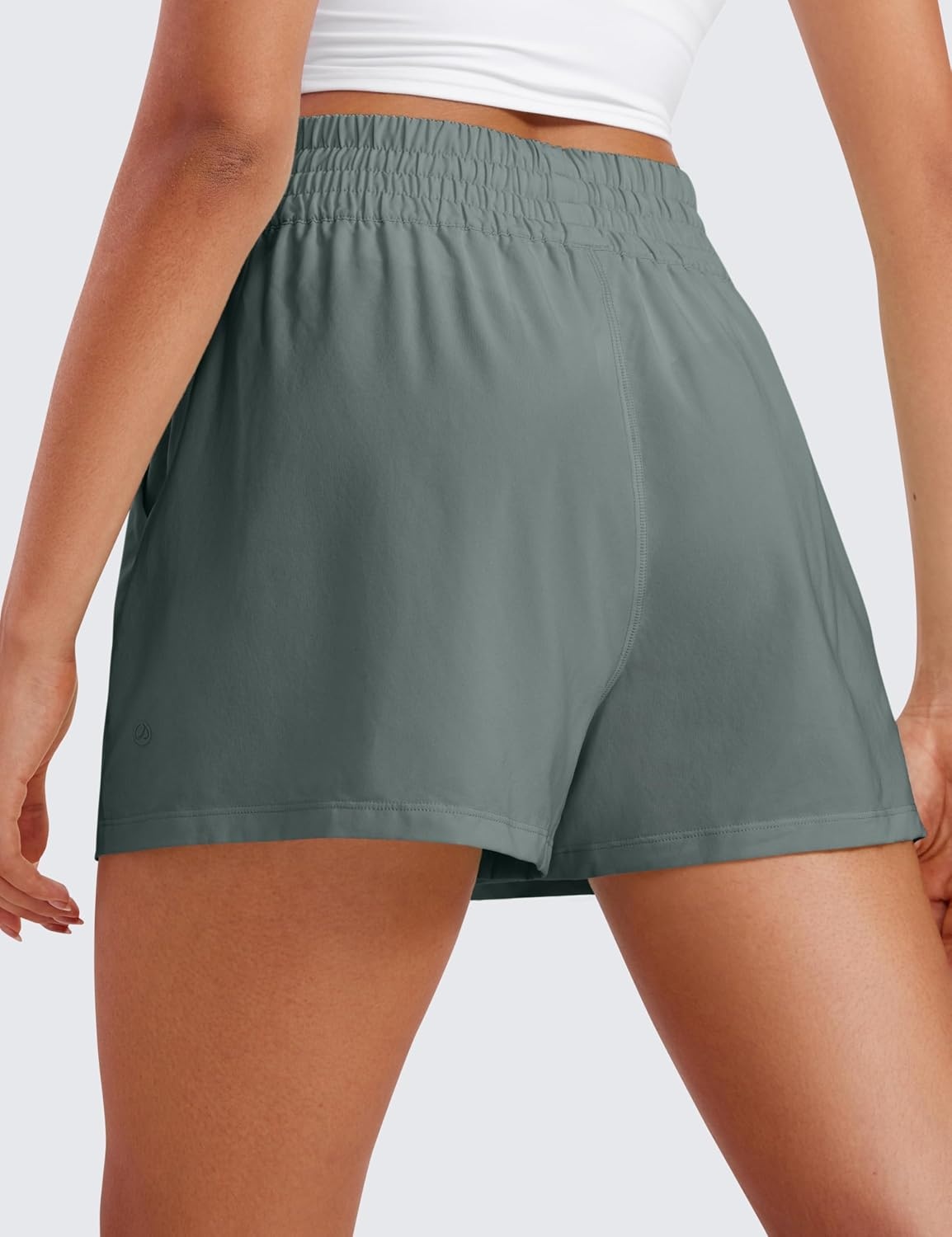 image:imageCRZ YOGA Linerless Relaxed Casual Shorts for Women 3 High Waisted for Lounge Athletic Golf with PocketsGrey Sage