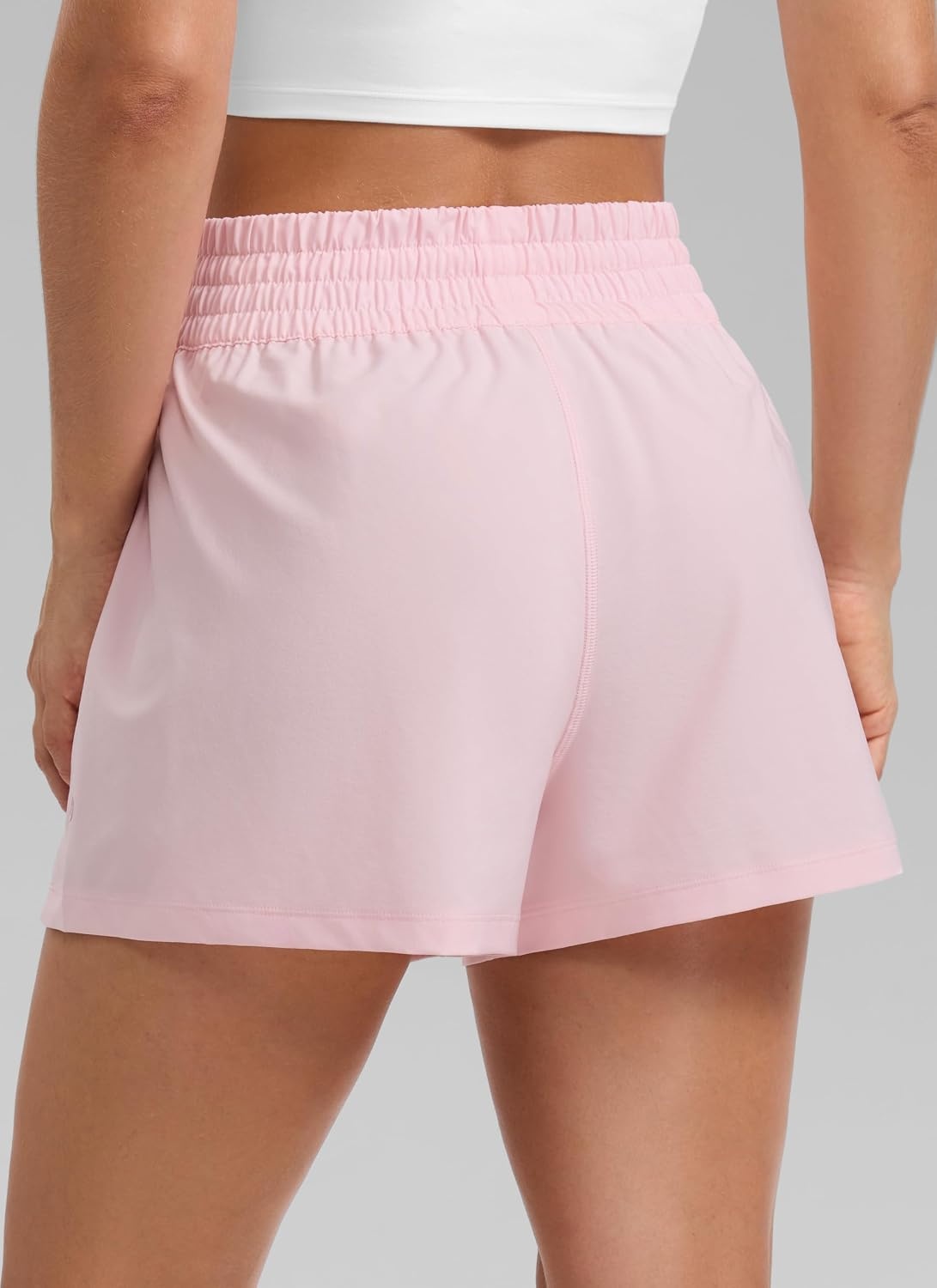 image:imageCRZ YOGA Linerless Relaxed Casual Shorts for Women 3 High Waisted for Lounge Athletic Golf with PocketsStrawberry Pink