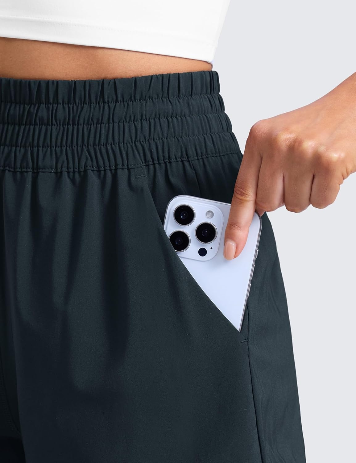 image:imageCRZ YOGA Linerless Relaxed Casual Shorts for Women 3 High Waisted for Lounge Athletic Golf with PocketsTrue Navy