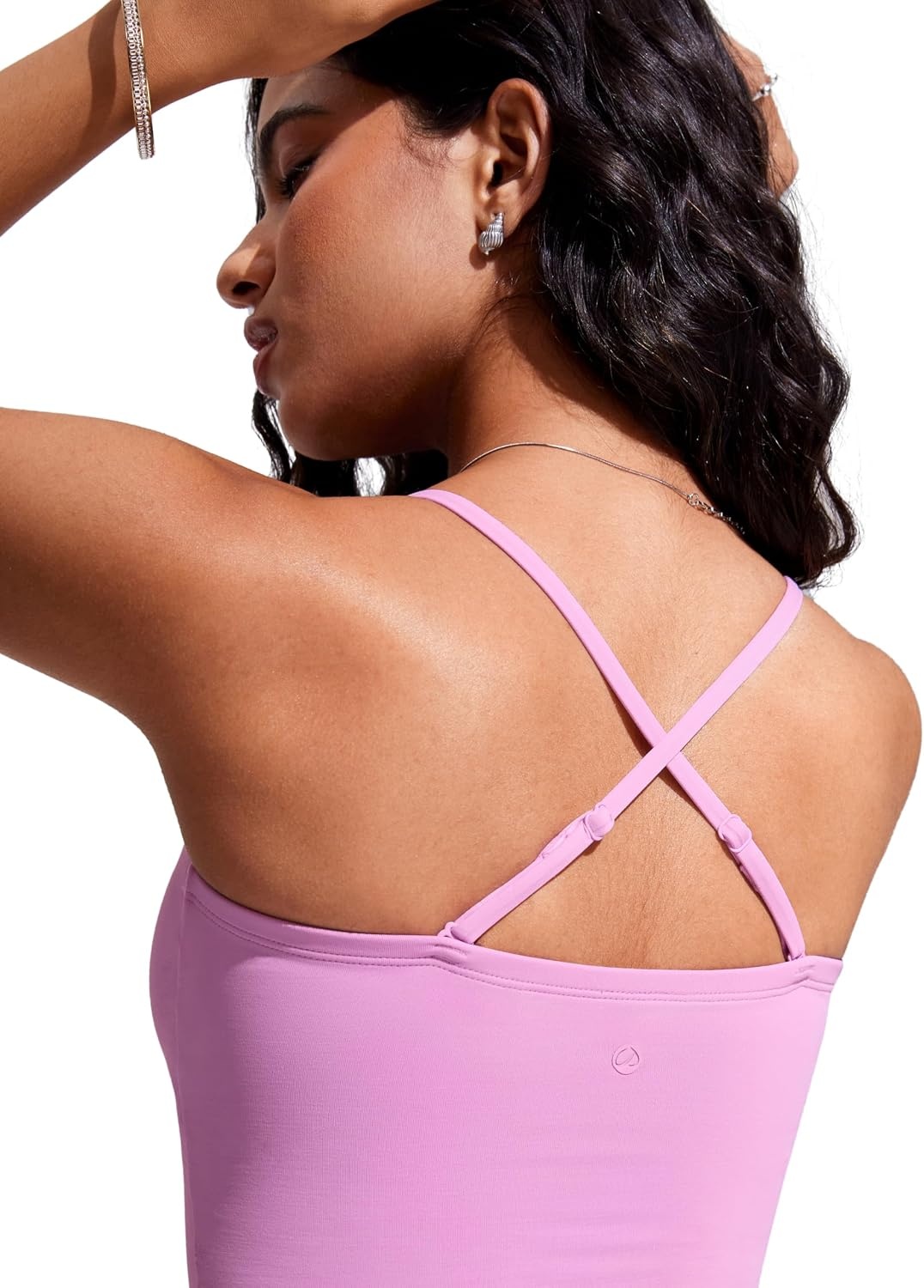 image:imageCRZ YOGA Longline Bandeau Bikini Tops for Women Padded Strapless Adjustable Spaghetti Straps Swimsuit Bathing Crop TankiniVita Pink