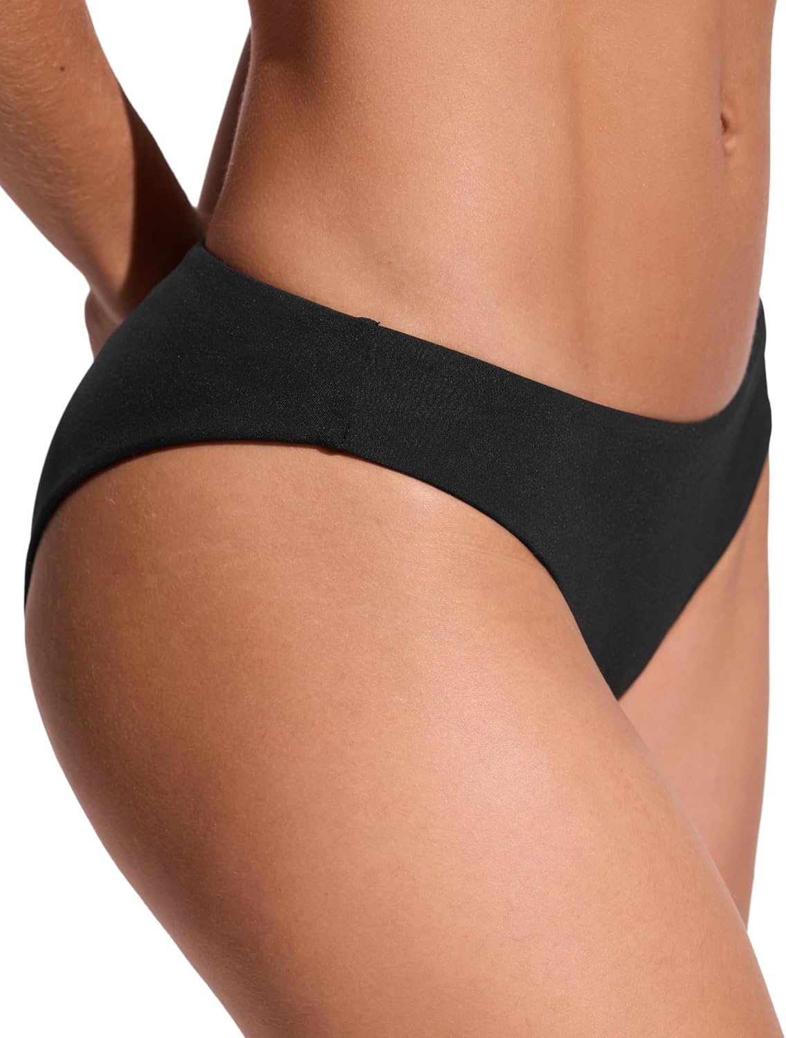 image:imageCRZ YOGA Low Waisted Bikini Bottom for Women Cheeky Basic Bathing Swimsuit Swim BriefsBlack