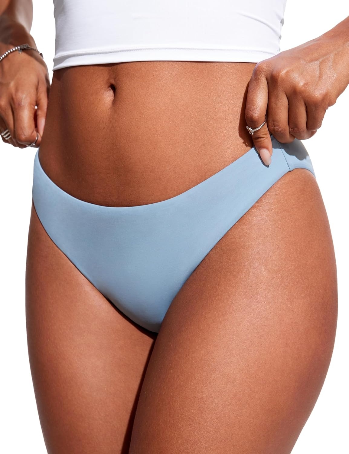 image:imageCRZ YOGA Low Waisted Bikini Bottom for Women Cheeky Basic Bathing Swimsuit Swim BriefsCambric Blue