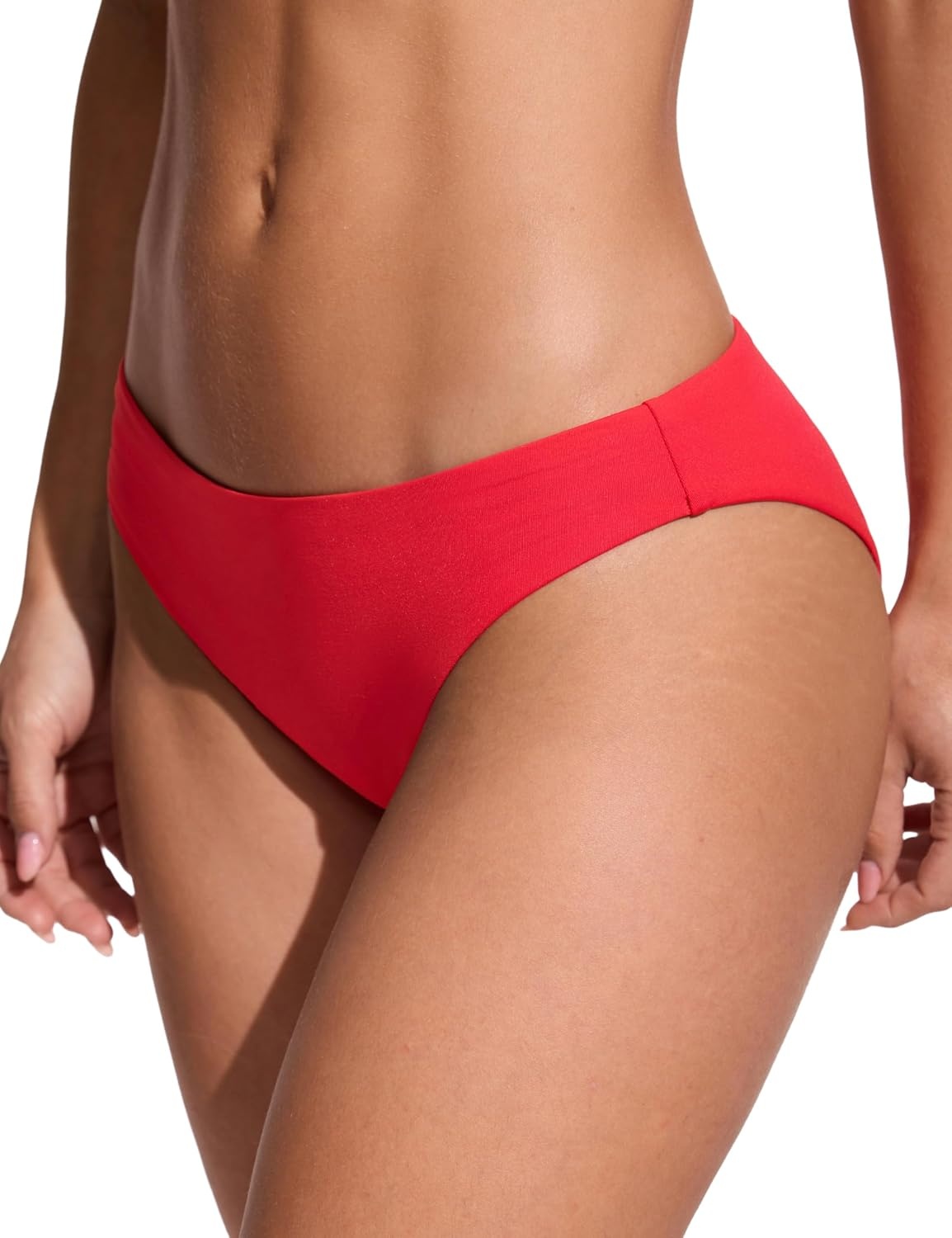 image:imageCRZ YOGA Low Waisted Bikini Bottom for Women Cheeky Basic Bathing Swimsuit Swim BriefsDeep Red