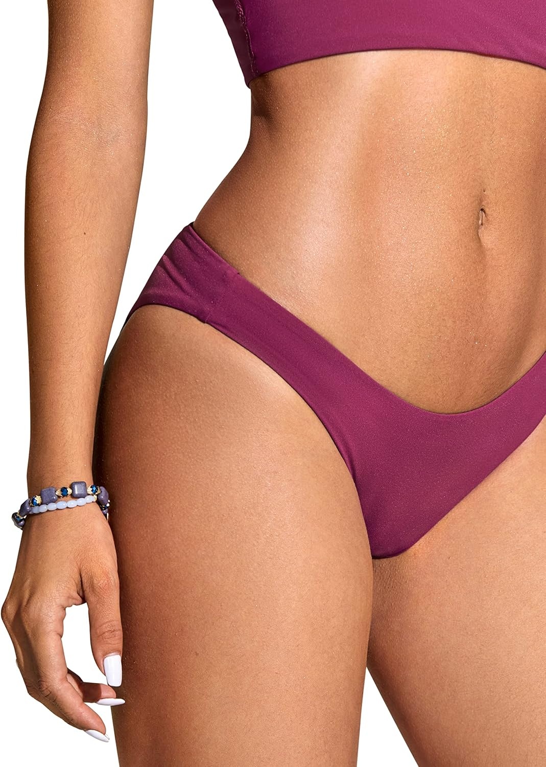 image:imageCRZ YOGA Low Waisted Bikini Bottom for Women Cheeky Basic Bathing Swimsuit Swim BriefsFuchsia