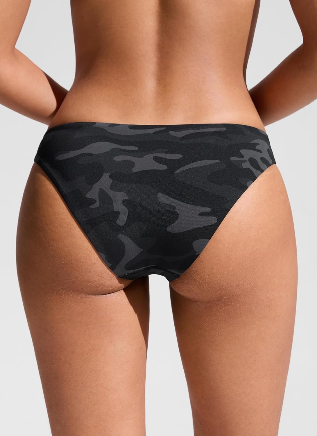 image:imageCRZ YOGA Low Waisted Bikini Bottom for Women Cheeky Basic Bathing Swimsuit Swim BriefsJungle Camouflage Gray