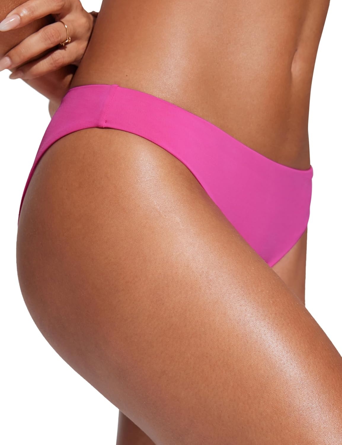 image:imageCRZ YOGA Low Waisted Bikini Bottom for Women Cheeky Basic Bathing Swimsuit Swim BriefsRose Violet