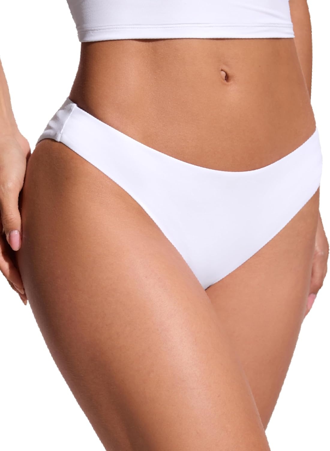 image:imageCRZ YOGA Low Waisted Bikini Bottom for Women Cheeky Basic Bathing Swimsuit Swim BriefsWhite