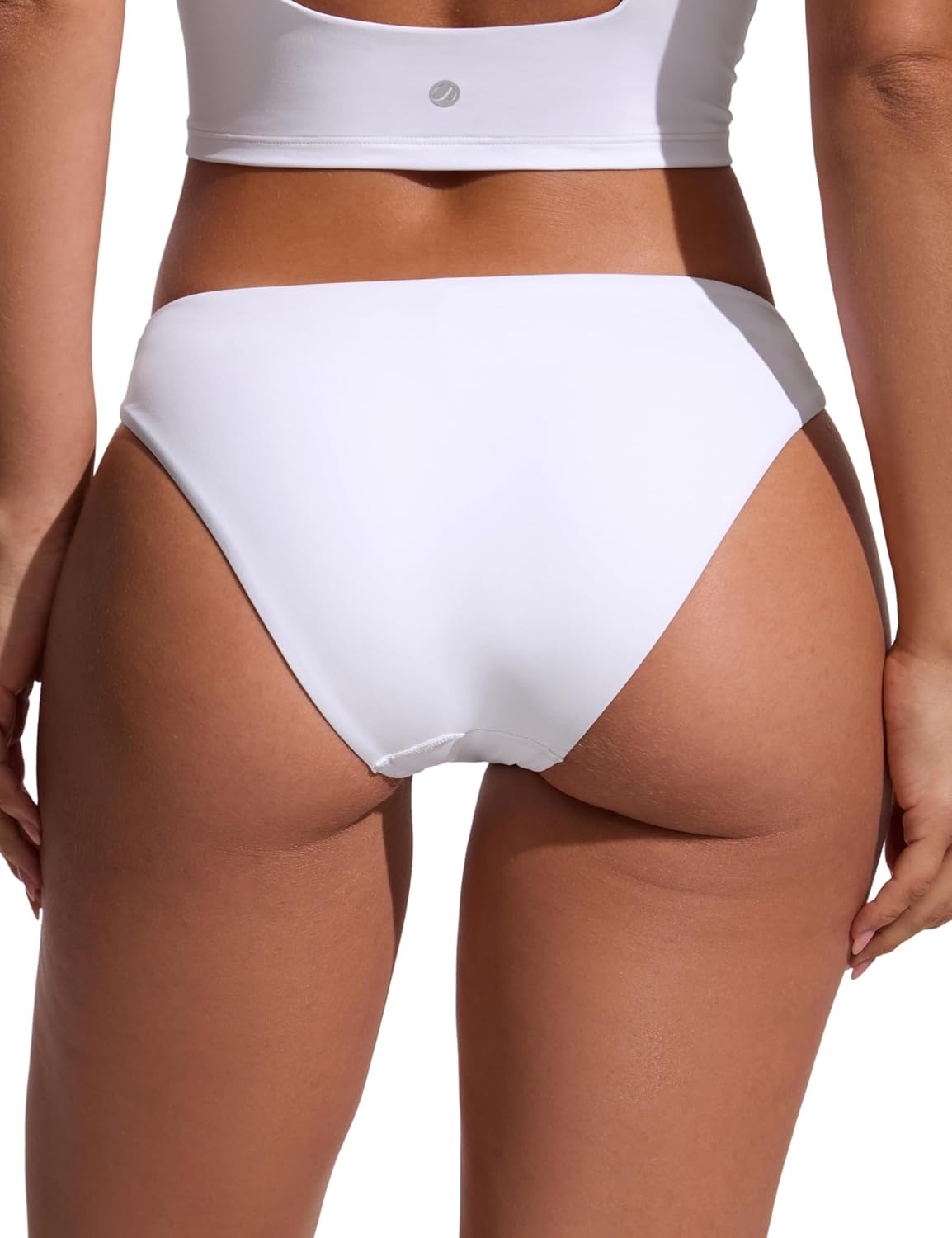 image:imageCRZ YOGA Low Waisted Bikini Bottom for Women Cheeky Basic Bathing Swimsuit Swim BriefsWhite