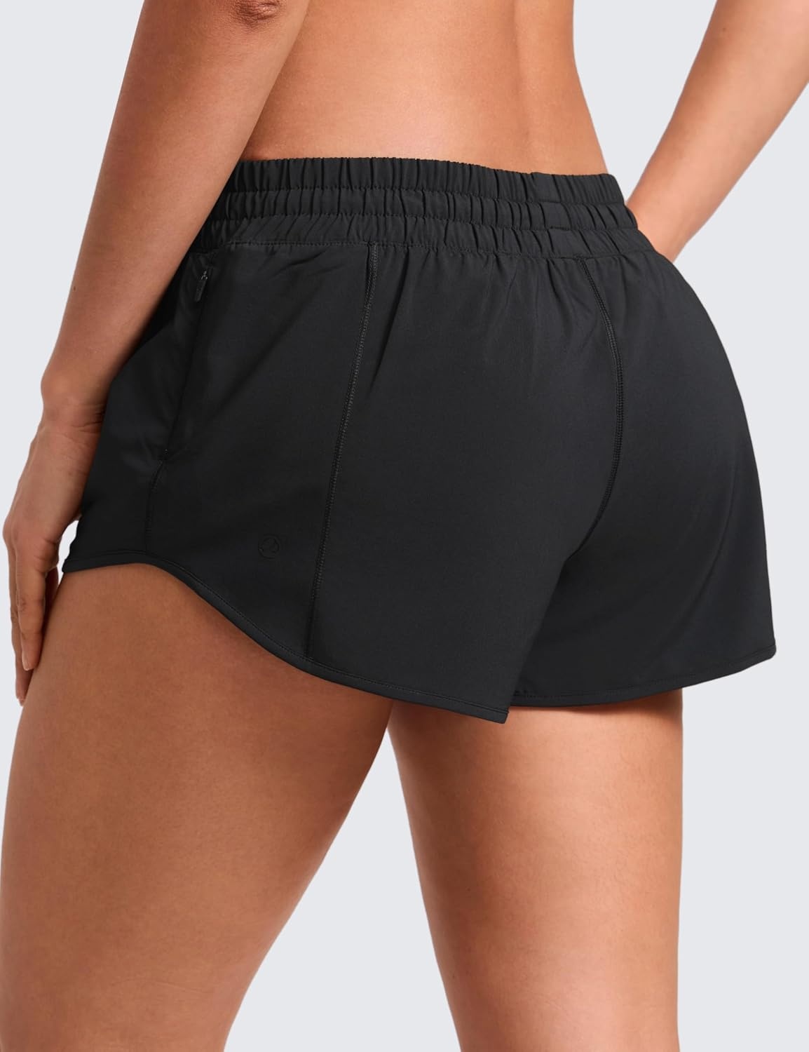 image:imageCRZ YOGA Low Waisted Running Shorts for Women 25 Mesh Liner Quick Dry for Workout Sport Athletic with Zipper PocketBlack