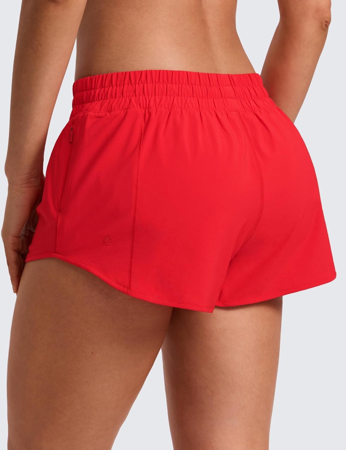 image:imageCRZ YOGA Low Waisted Running Shorts for Women 25 Mesh Liner Quick Dry for Workout Sport Athletic with Zipper PocketDeep Red