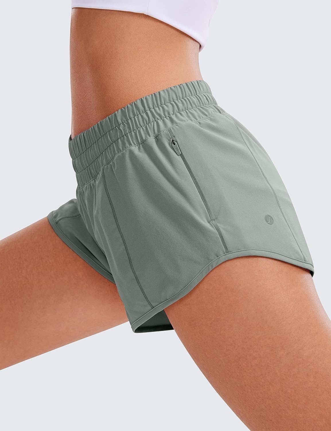 image:imageCRZ YOGA Low Waisted Running Shorts for Women 25 Mesh Liner Quick Dry for Workout Sport Athletic with Zipper PocketSterling