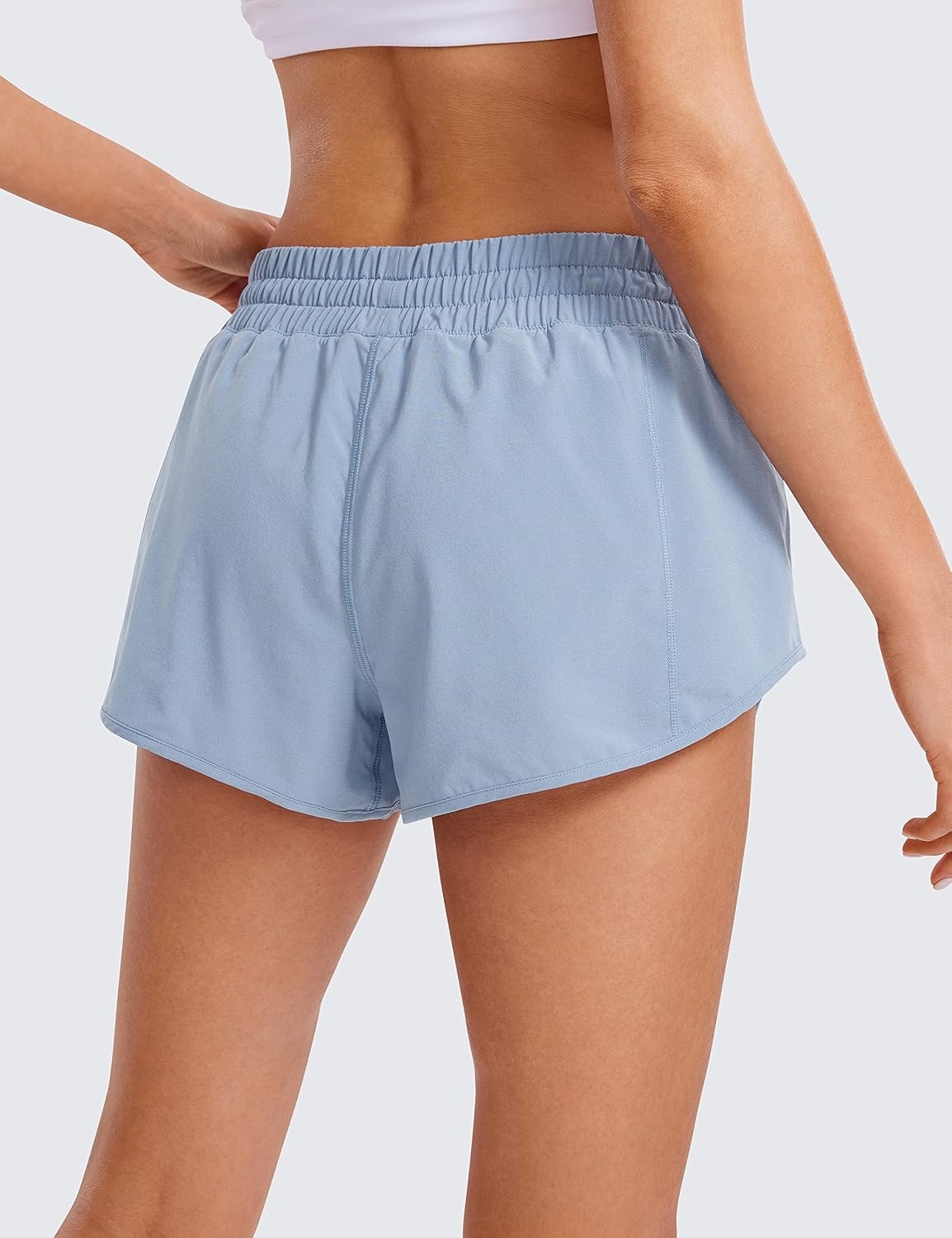 image:imageCRZ YOGA Low Waisted Running Shorts for Women 25 Mesh Liner Quick Dry for Workout Sport Athletic with Zipper PocketThe Breeze Blue