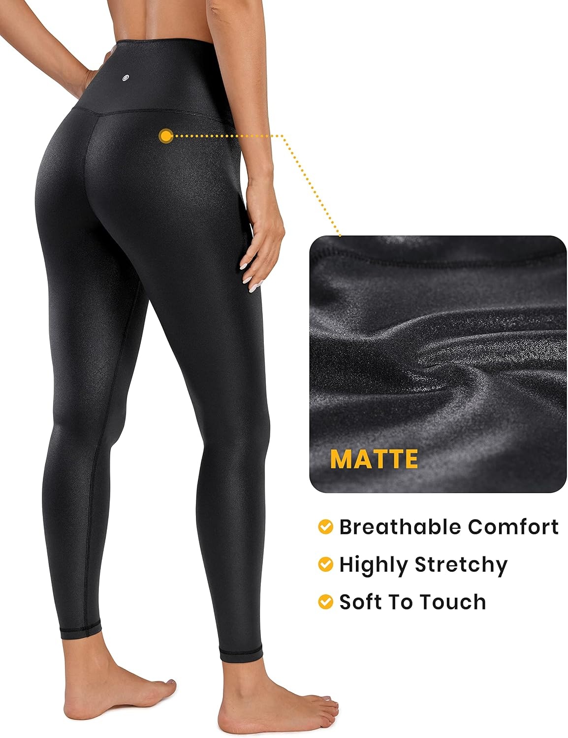 image:imageCRZ YOGA Matte Faux Leather Leggings 25 Butterluxe High Waisted Stretch Ankle Leather Pants for Women Pleather TightsFaux Leather Black