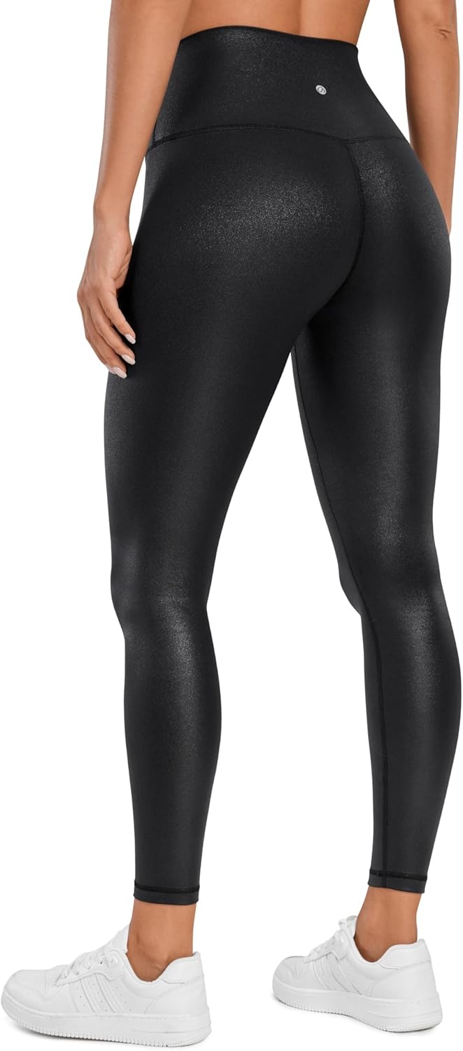 image:imageCRZ YOGA Matte Faux Leather Leggings 25 Butterluxe High Waisted Stretch Ankle Leather Pants for Women Pleather TightsFaux Leather Black
