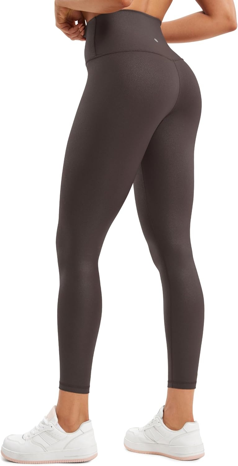 image:imageCRZ YOGA Matte Faux Leather Leggings 25 Butterluxe High Waisted Stretch Ankle Leather Pants for Women Pleather TightsFaux Leather Hot Fudge Brown Foil