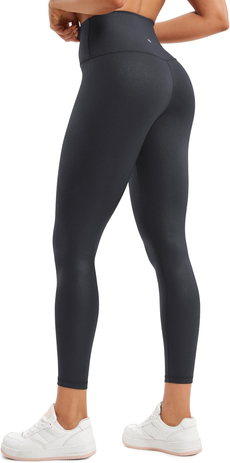 image:imageCRZ YOGA Matte Faux Leather Leggings 25 Butterluxe High Waisted Stretch Ankle Leather Pants for Women Pleather TightsFaux Leather Mysterious Grey Foil