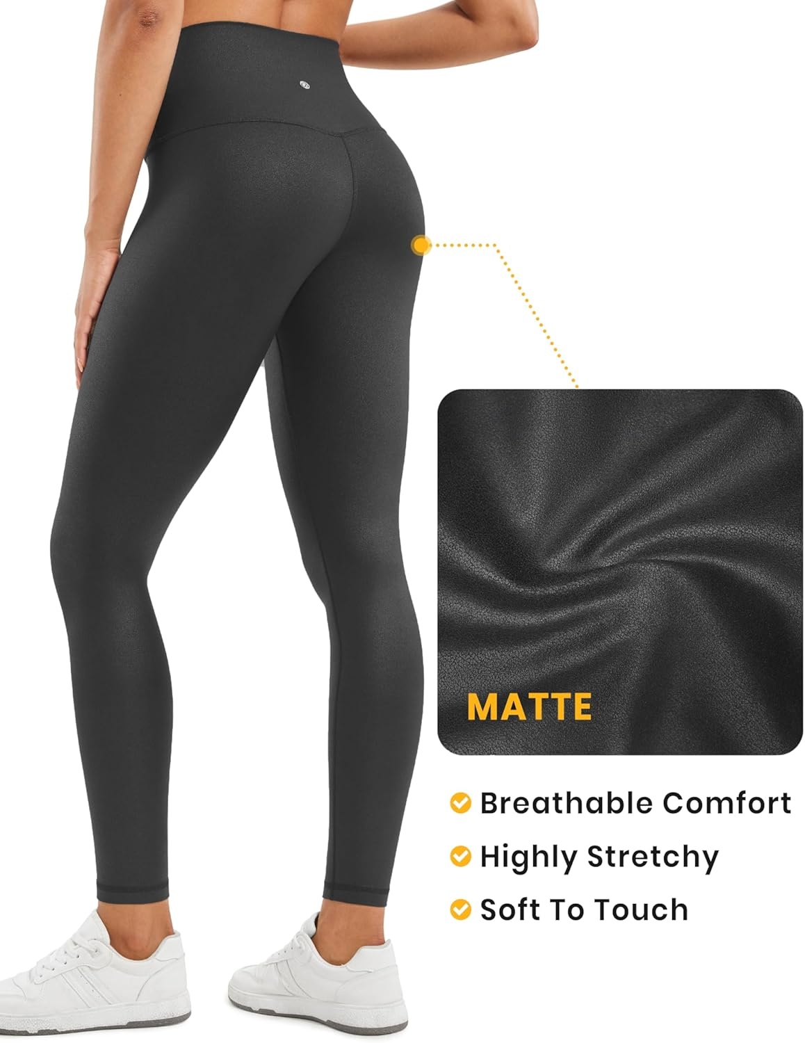 image:imageCRZ YOGA Matte Faux Leather Leggings 28 Butterluxe High Waisted Stretch Ankle Womens Leather Pants Pleather TightsBlack Foil Pattern