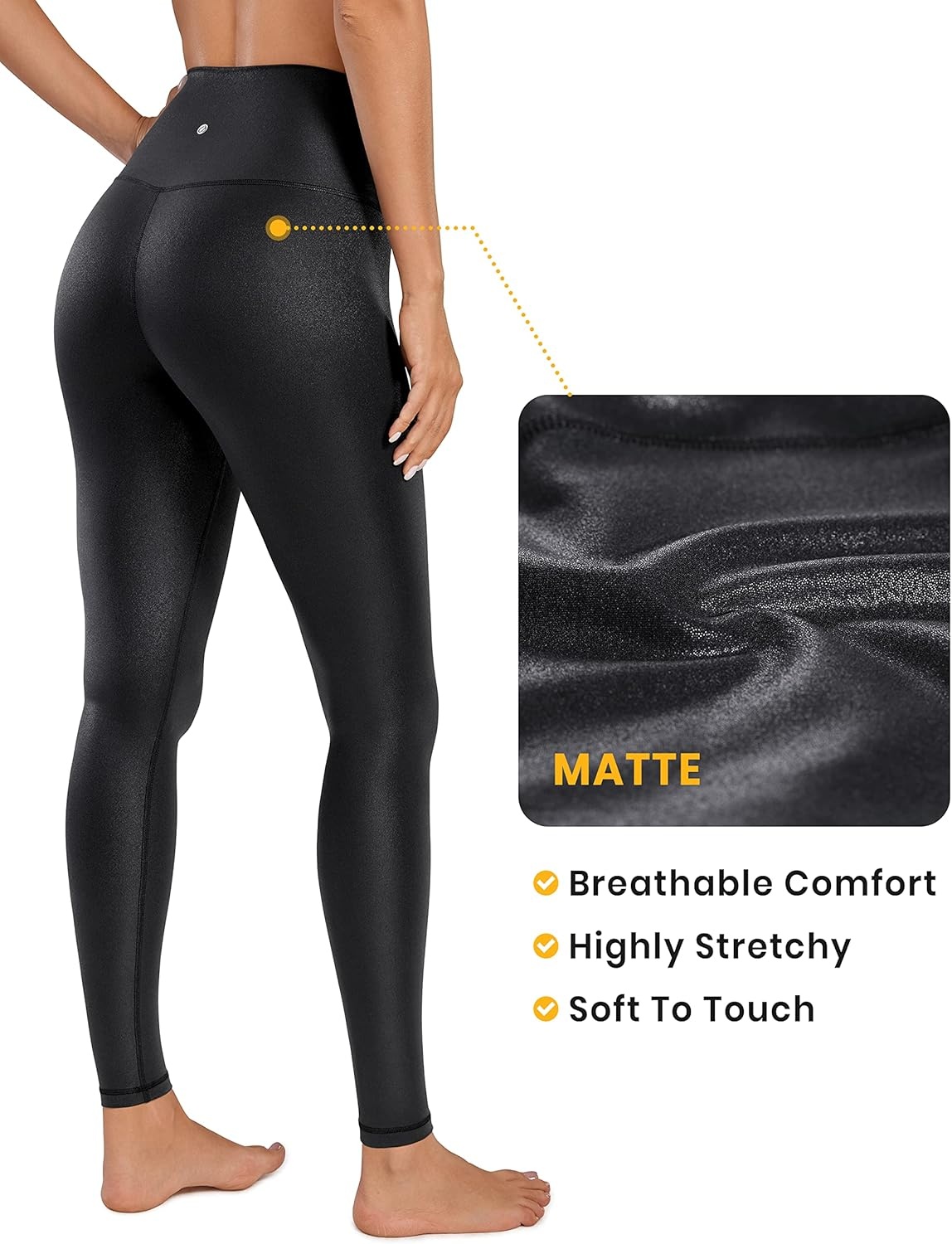 image:imageCRZ YOGA Matte Faux Leather Leggings 28 Butterluxe High Waisted Stretch Ankle Womens Leather Pants Pleather TightsFaux Leather Black
