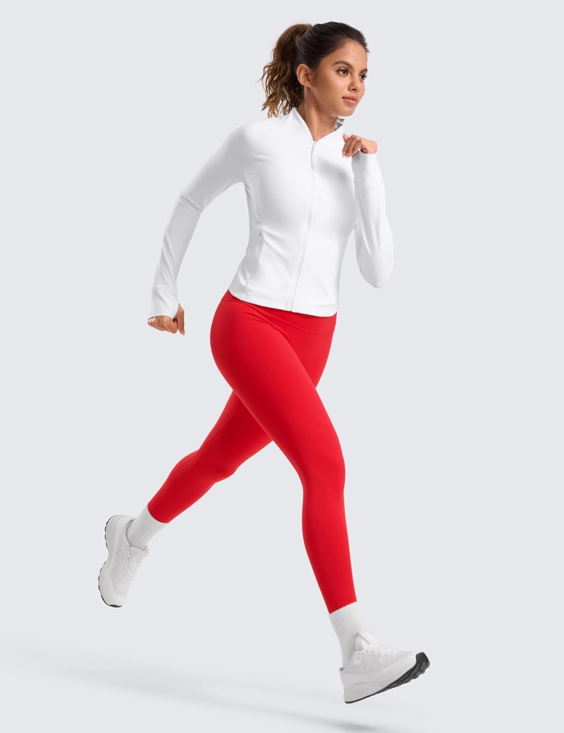 image:imageCRZ YOGA Matte Thermal Fleece Lined Leggings 25 Casual Lounge Workout Womens Yoga High Waisted Pants Winter WarmAurora Red