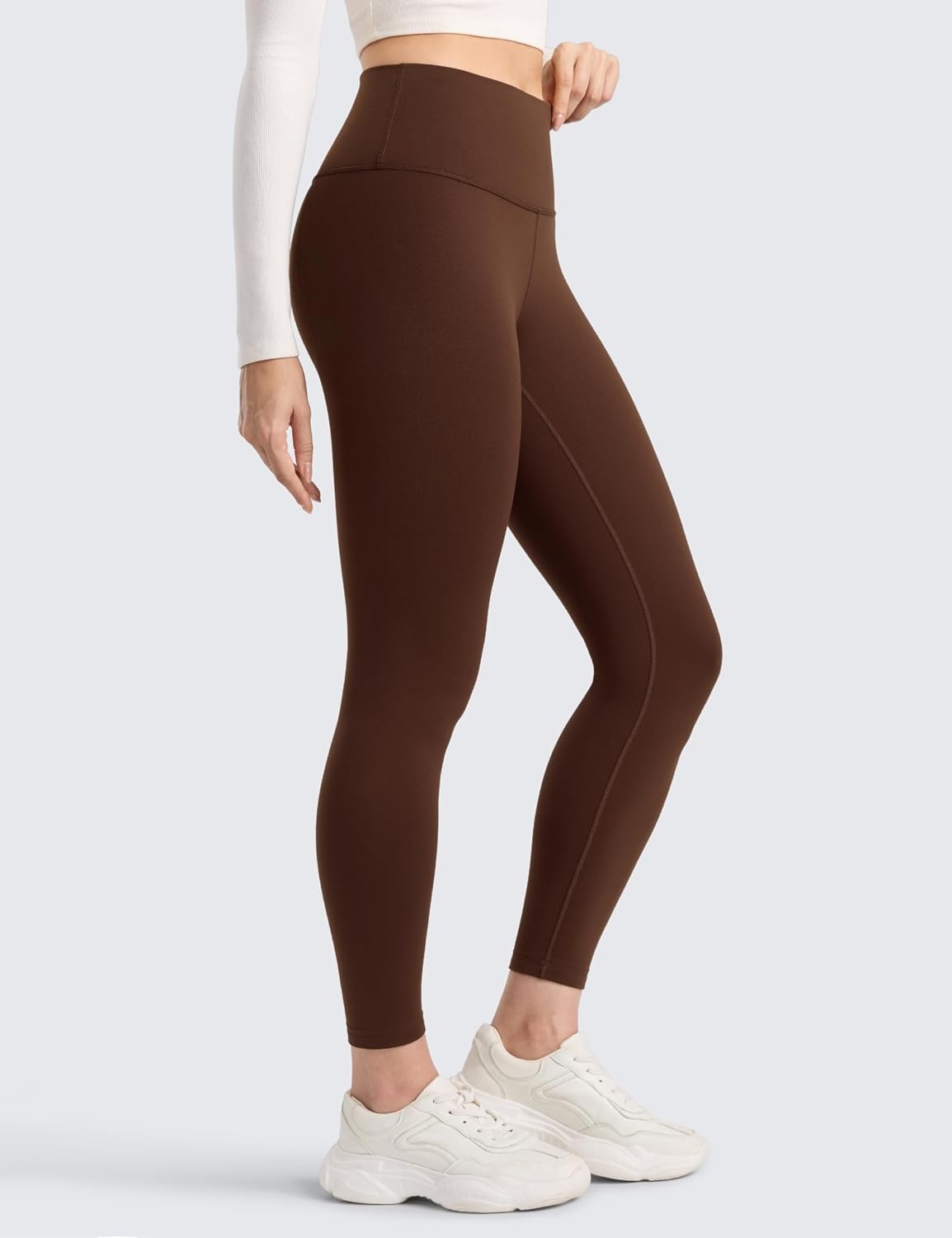 image:imageCRZ YOGA Matte Thermal Fleece Lined Leggings 25 Casual Lounge Workout Womens Yoga High Waisted Pants Winter WarmLava Brown