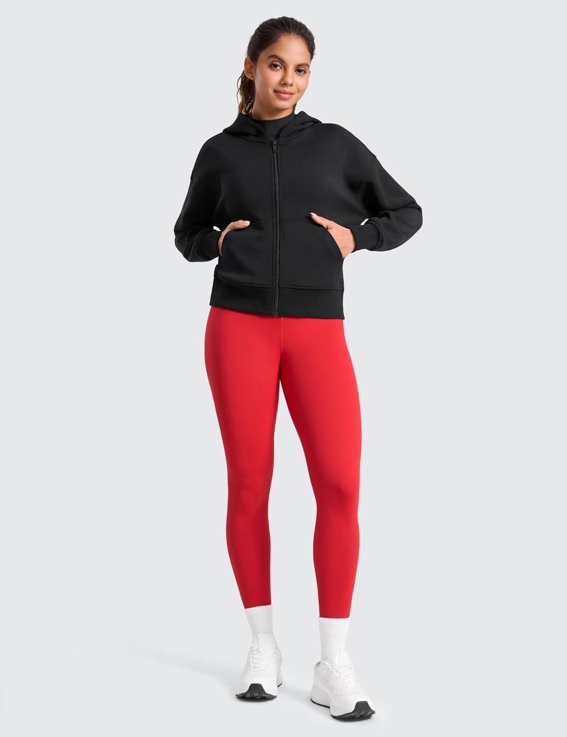 image:imageCRZ YOGA Matte Thermal Fleece Lined Leggings 28 Casual Lounge Workout Womens Yoga Full Length Pants Winter WarmAurora Red