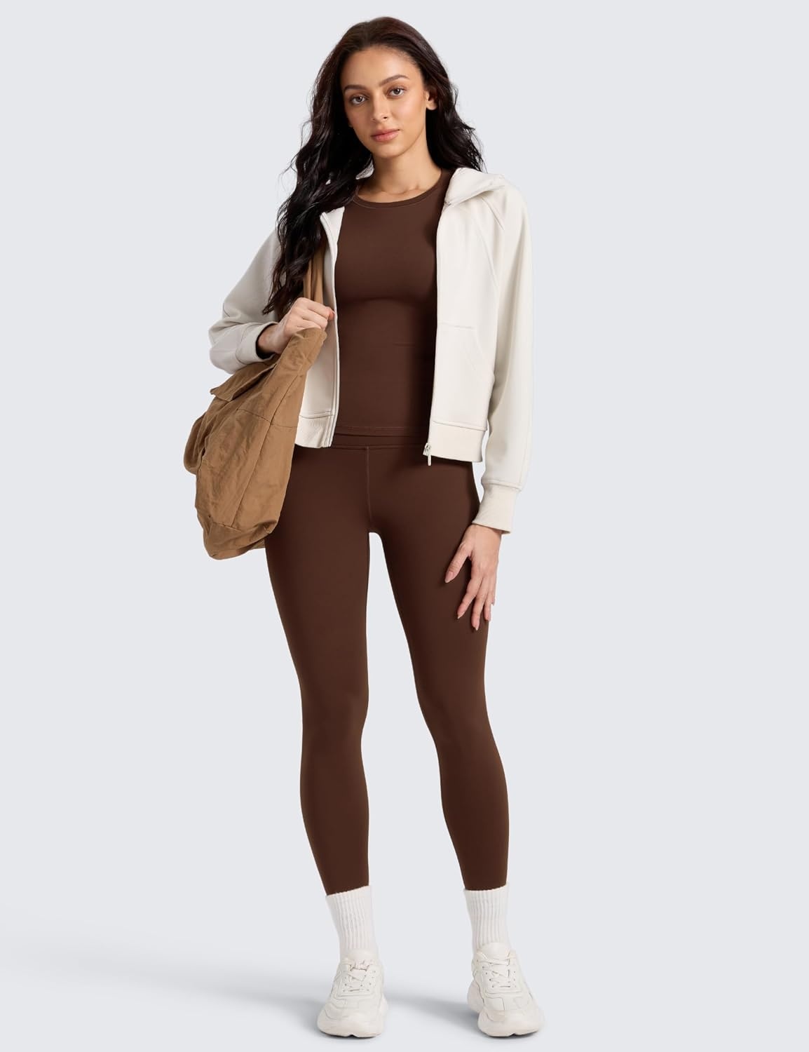 image:imageCRZ YOGA Matte Thermal Fleece Lined Leggings 28 Casual Lounge Workout Womens Yoga Full Length Pants Winter WarmLava Brown