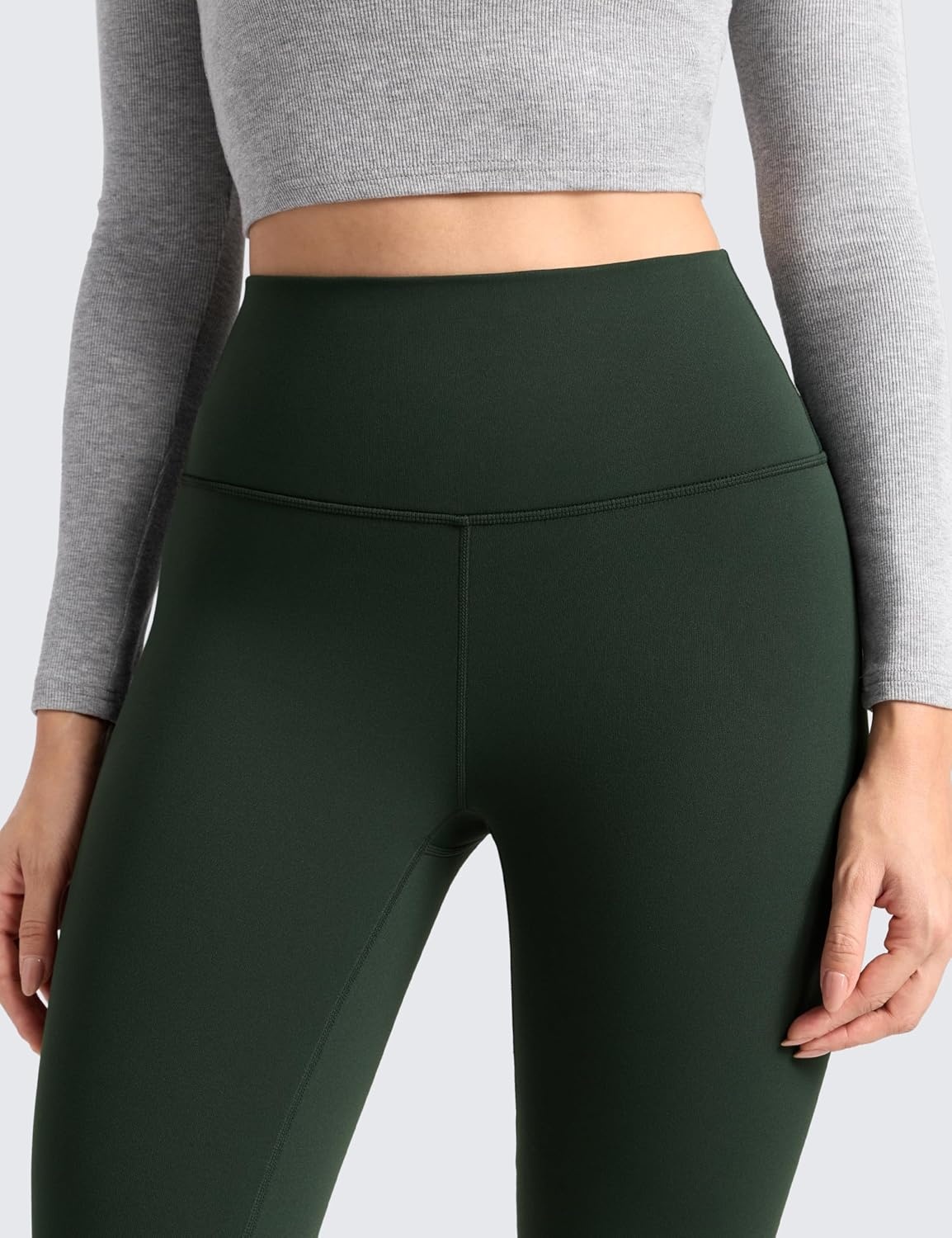 image:imageCRZ YOGA Matte Thermal Fleece Lined Leggings 28 Casual Lounge Workout Womens Yoga Full Length Pants Winter WarmLegend Green