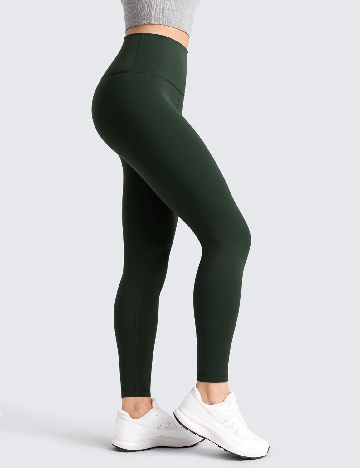 image:imageCRZ YOGA Matte Thermal Fleece Lined Leggings 28 Casual Lounge Workout Womens Yoga Full Length Pants Winter WarmLegend Green