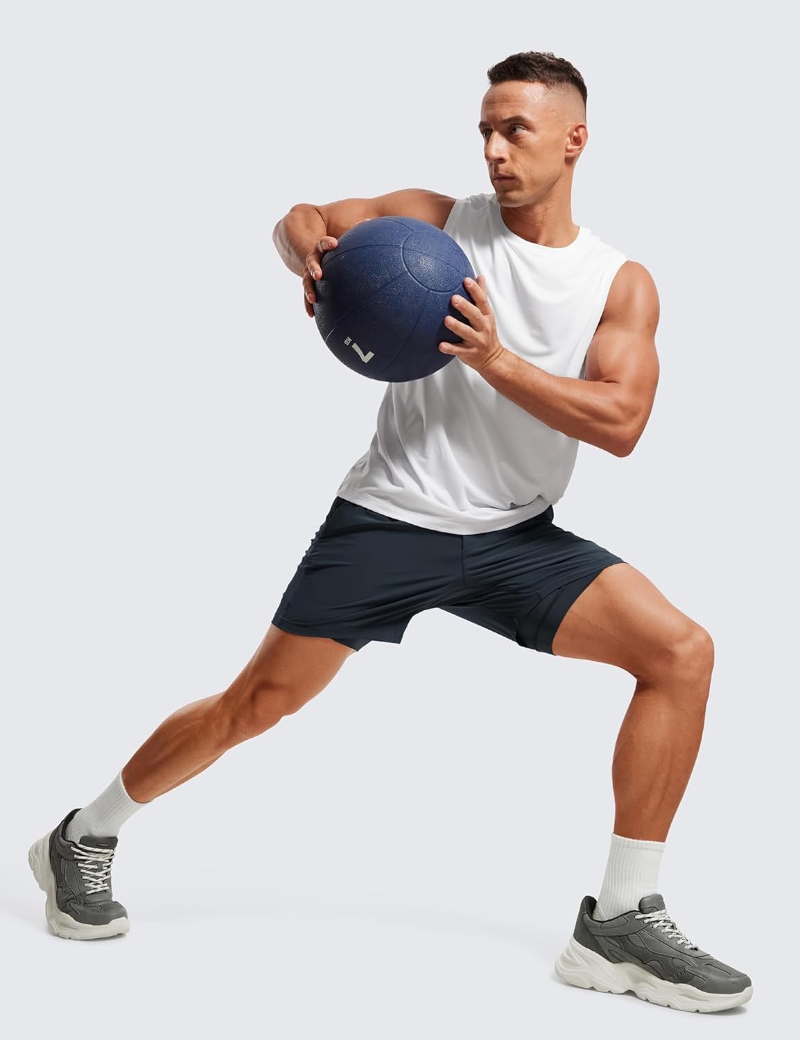 image:imageCRZ YOGA Mens 2 in 1 Running Shorts 5 Lined Workout Quick Dry for Workout Sports Athletic with PocketsTrue Navy