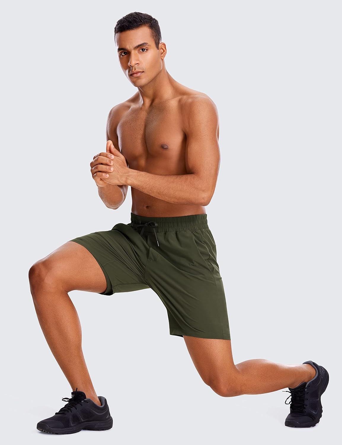 image:imageCRZ YOGA Mens 2 in 1 Running Shorts 7 Lined Workout Quick Dry Lightweight for Sports Athletic with PocketsDark Olive